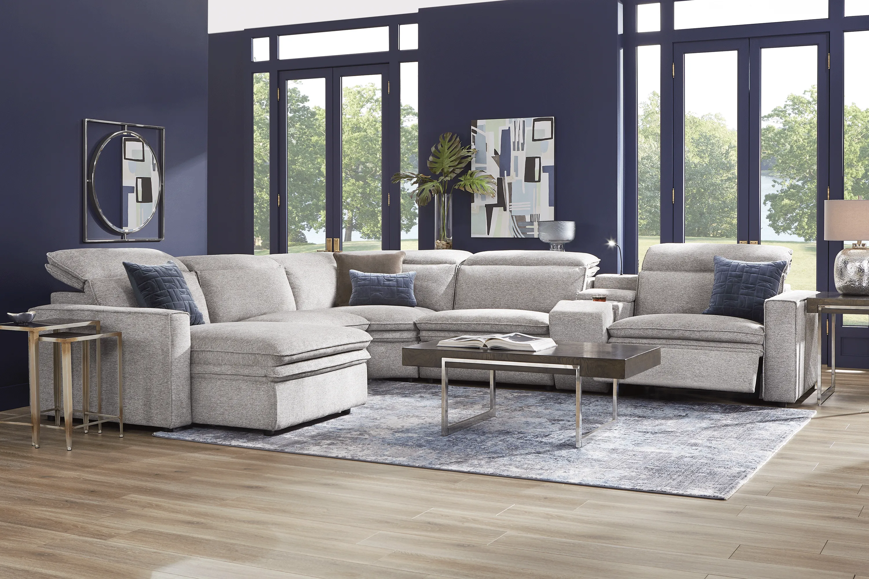 Salvator Street Gray 6 Pc Dual Power Reclining Sectional Living Room - Thumbnail - Image 1