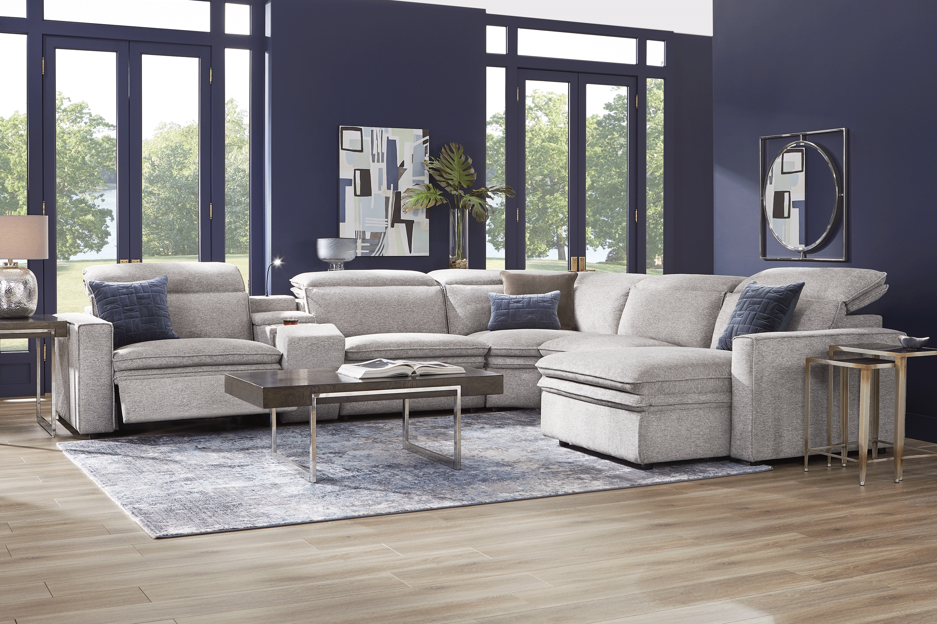 Salvator Street Gray 6 Pc Dual Power Reclining Sectional Living Room - Thumbnail - Image 1