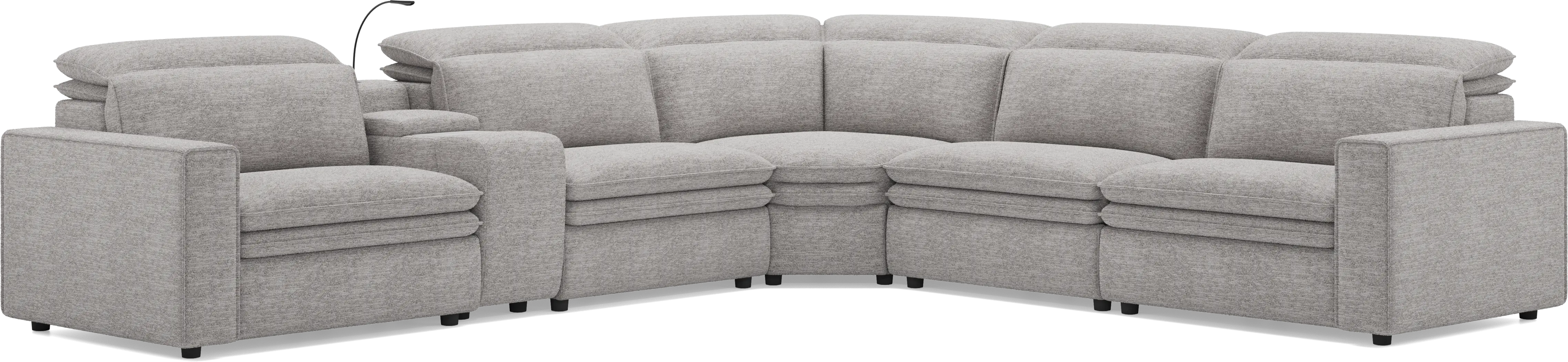 Salvator Street Gray 6 Pc Dual Power Reclining Sectional - Thumbnail - Image 1