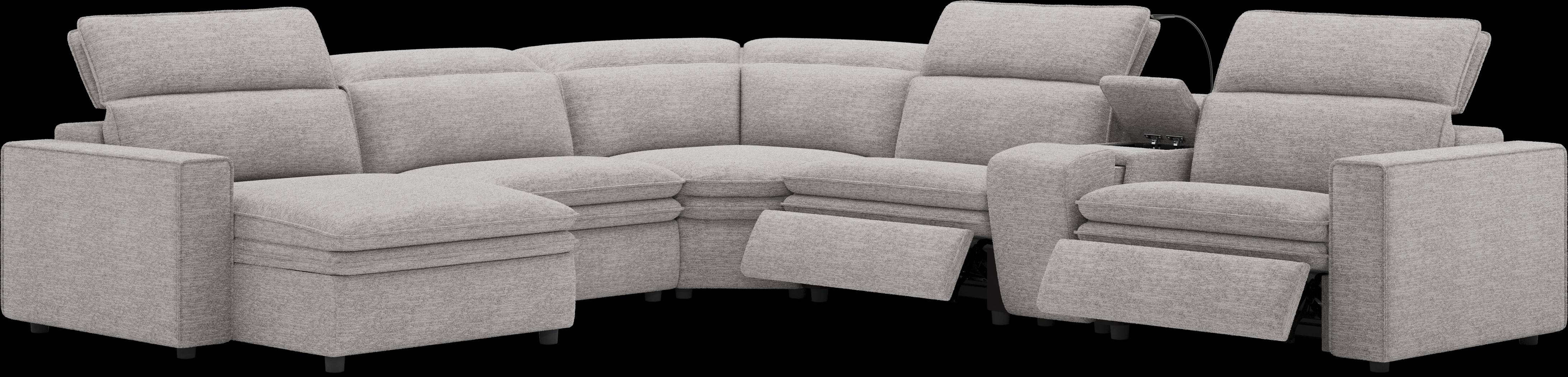 Salvator Street Gray 6 Pc Dual Power Reclining Sectional - Thumbnail - Image 3