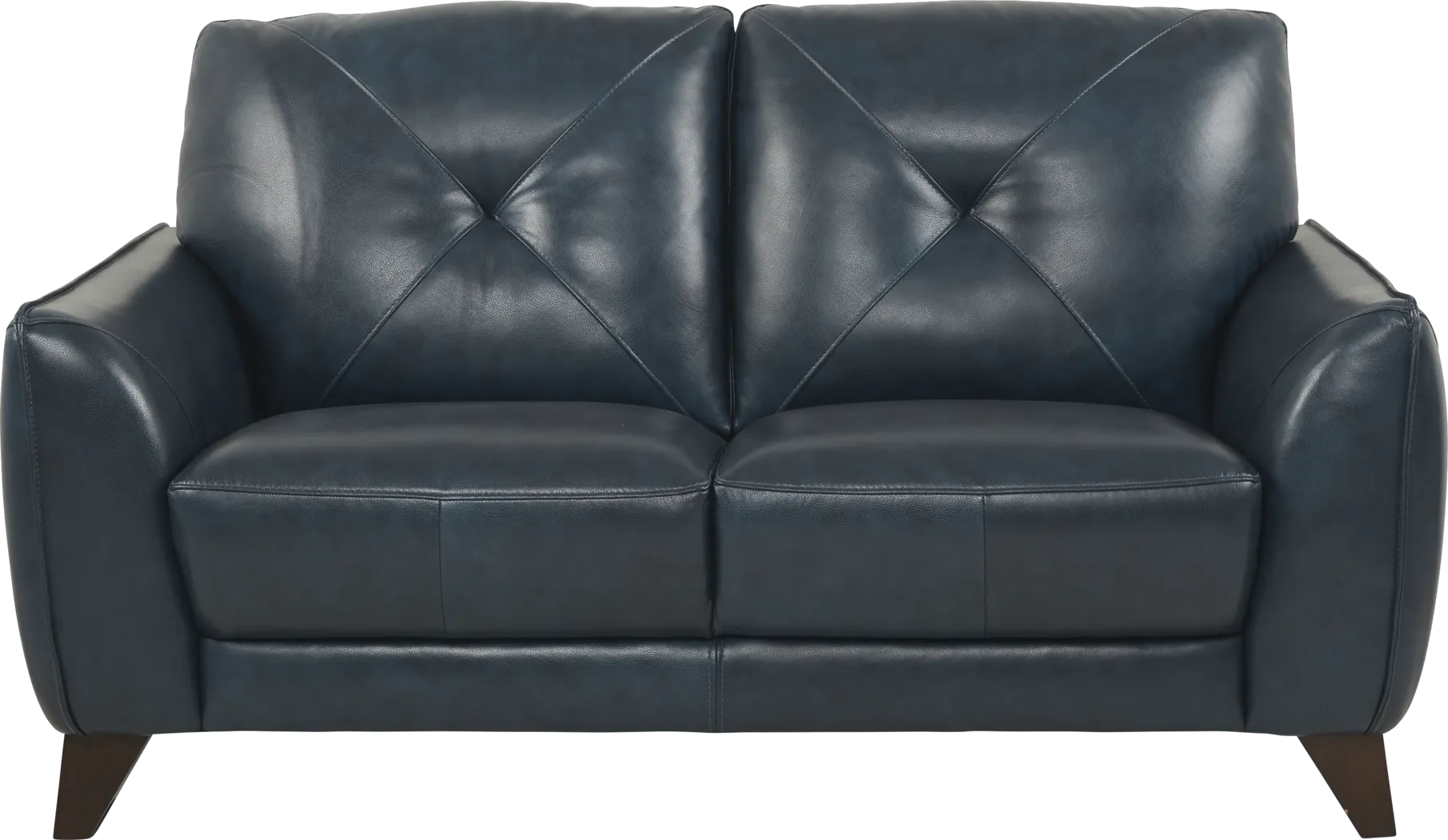 Salviano Blue Leather Loveseat - Thumbnail - Image 1