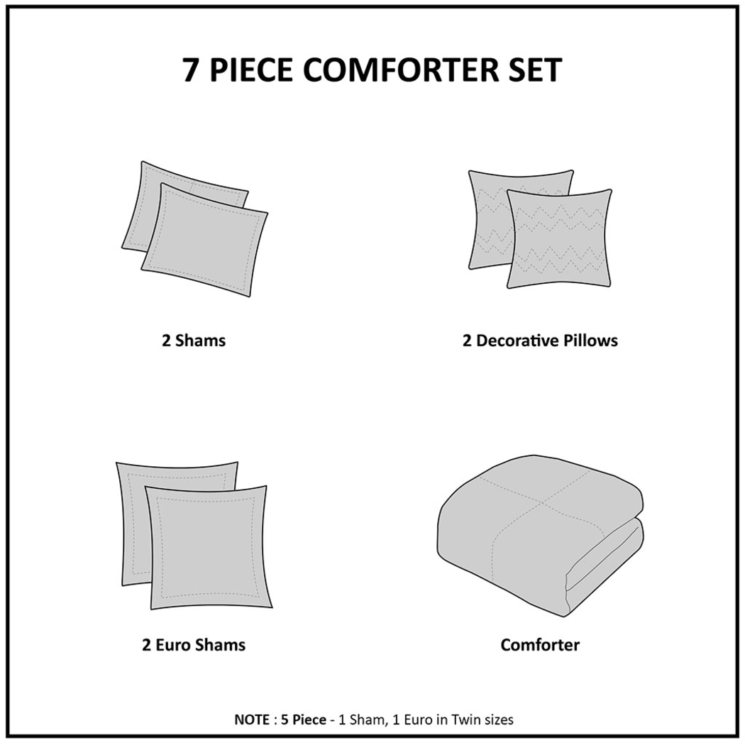 Samorar 7 Pc Blue King/California King Comforter Set - Thumbnail - Image 12