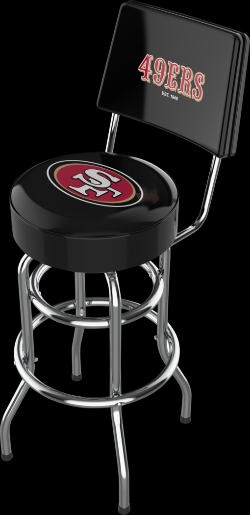 San Francisco 49ers Black Swivel Barstool with Back - Thumbnail - Image 1