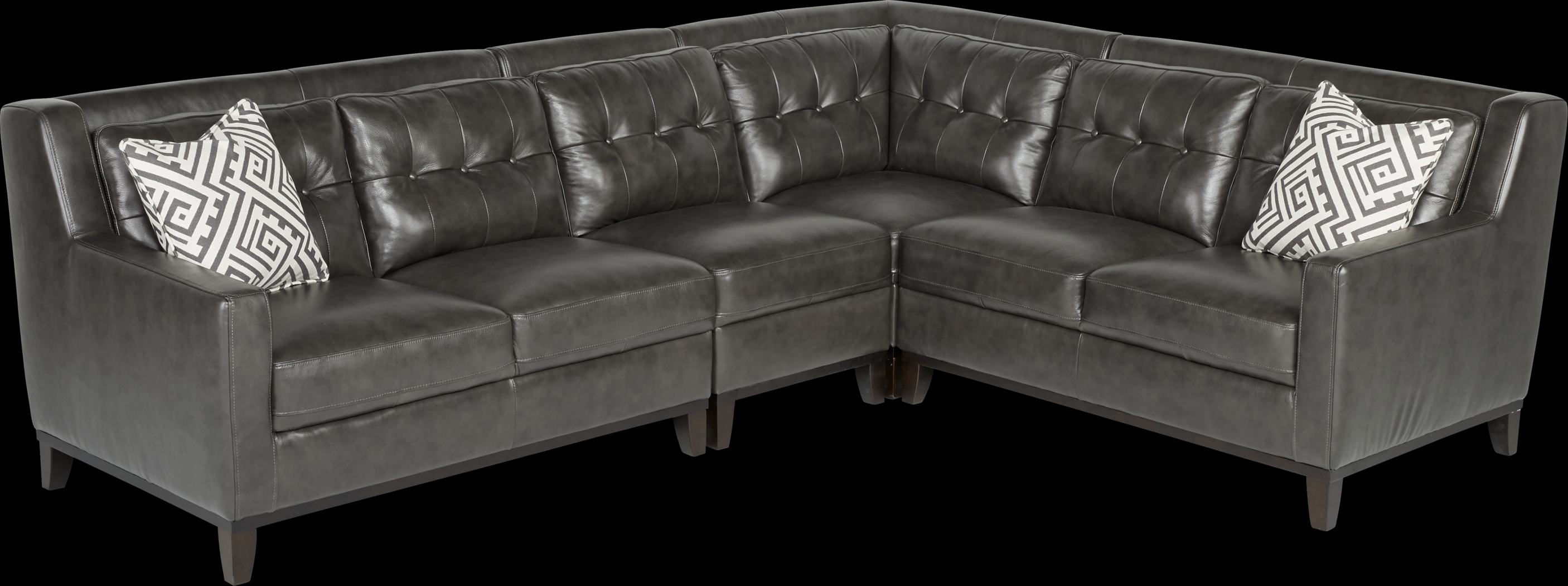 San Giovanni Gray 4 Pc Leather Sectional - Thumbnail - Image 3
