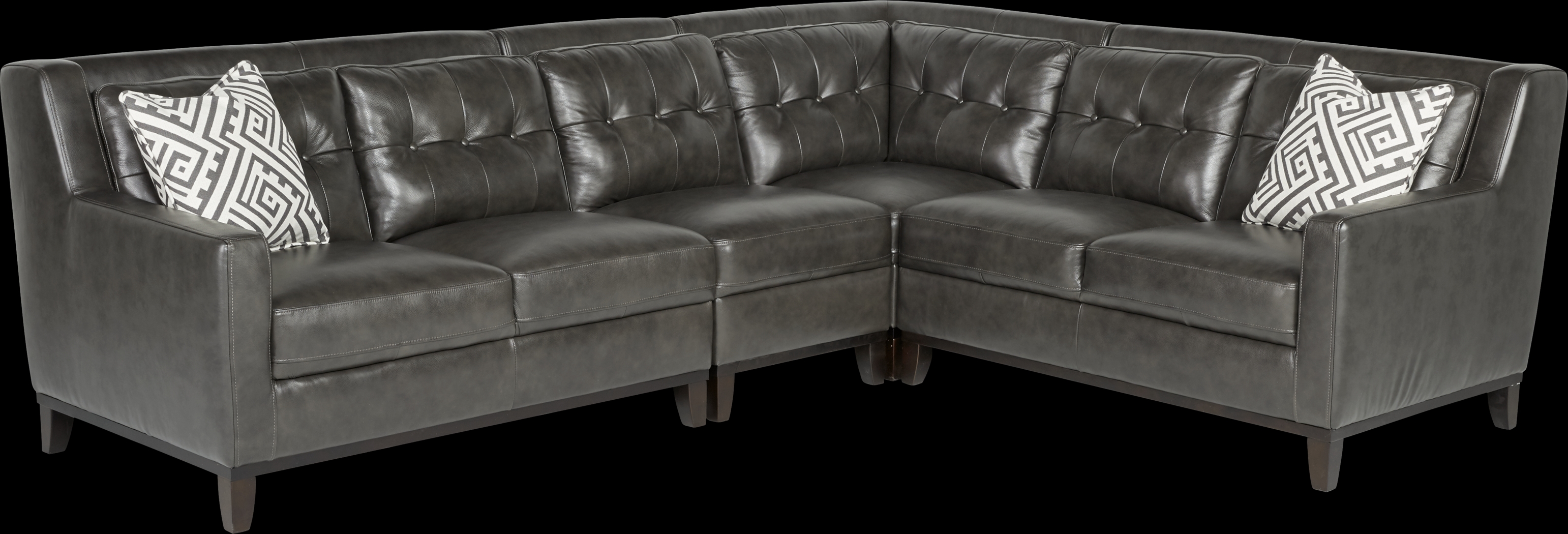 San Giovanni Gray 4 Pc Leather Sectional - Thumbnail - Image 1