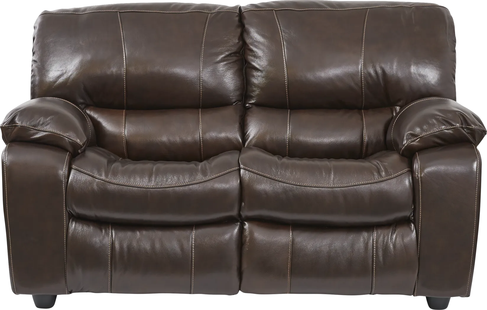 Sanderson Walnut Leather Loveseat - Thumbnail - Image 1