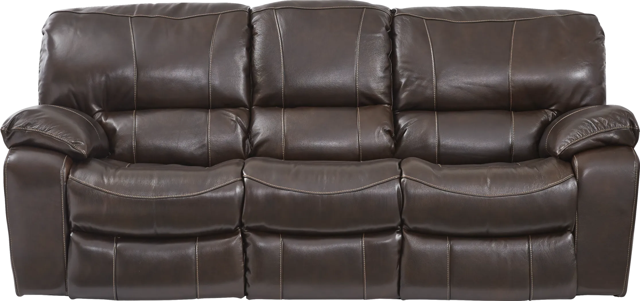 Sanderson Walnut Leather Power Reclining Sofa - Thumbnail - Image 1