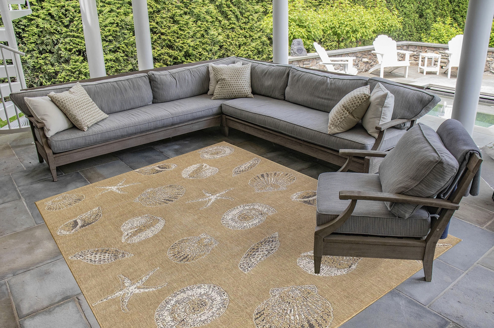 Sandfoot Point Sand 6'8 x 9'4 Indoor/Outdoor Rug - Thumbnail - Image 3