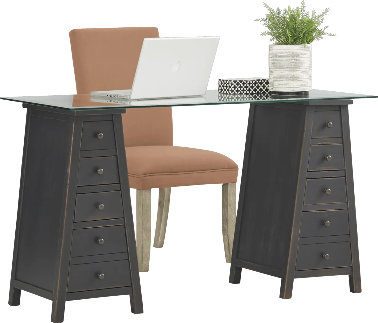 Sandi Black Desk and Tulip Curry Chair - Thumbnail - Image 1