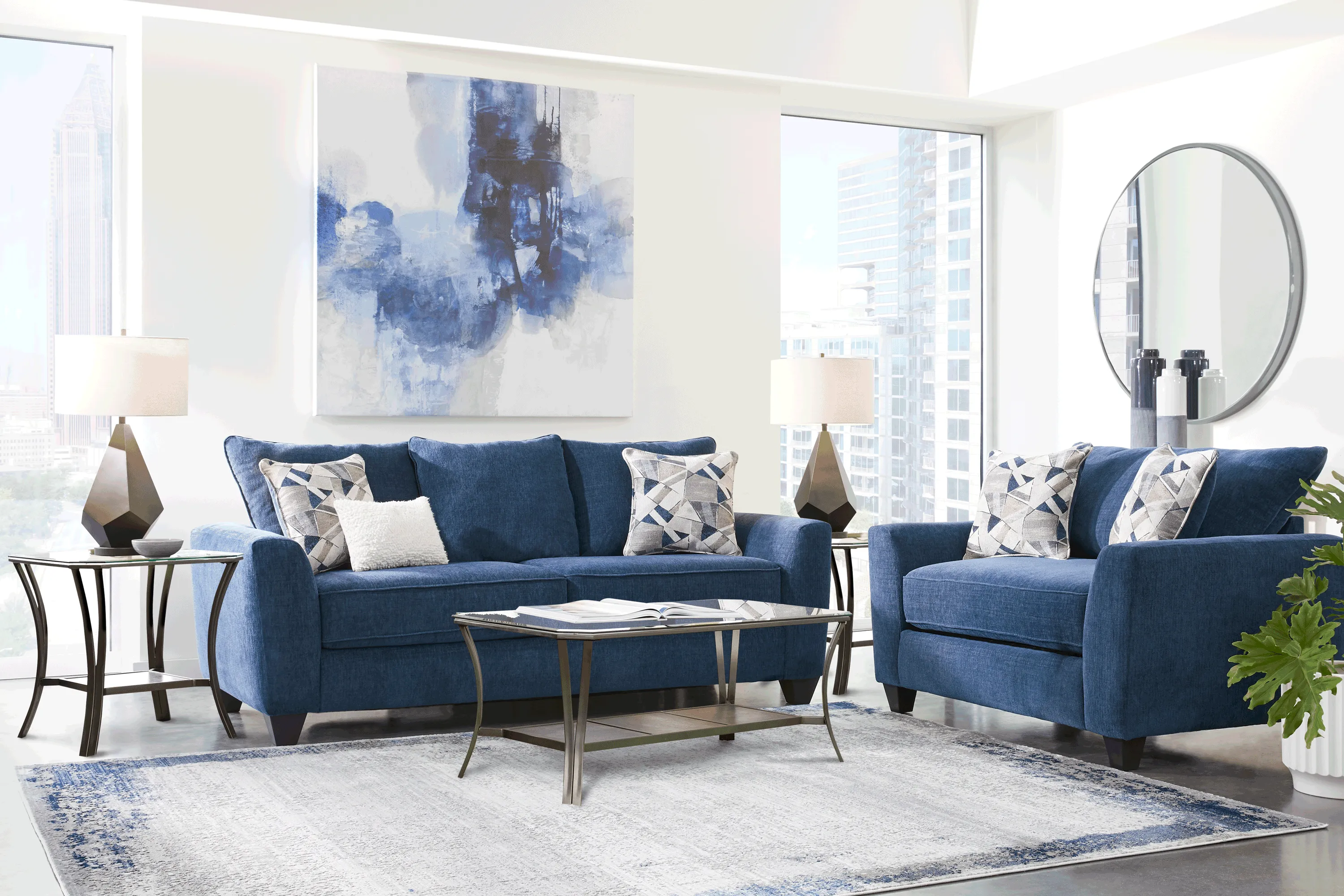 Sandia Heights Blue 2 Pc Living Room - Thumbnail - Image 1