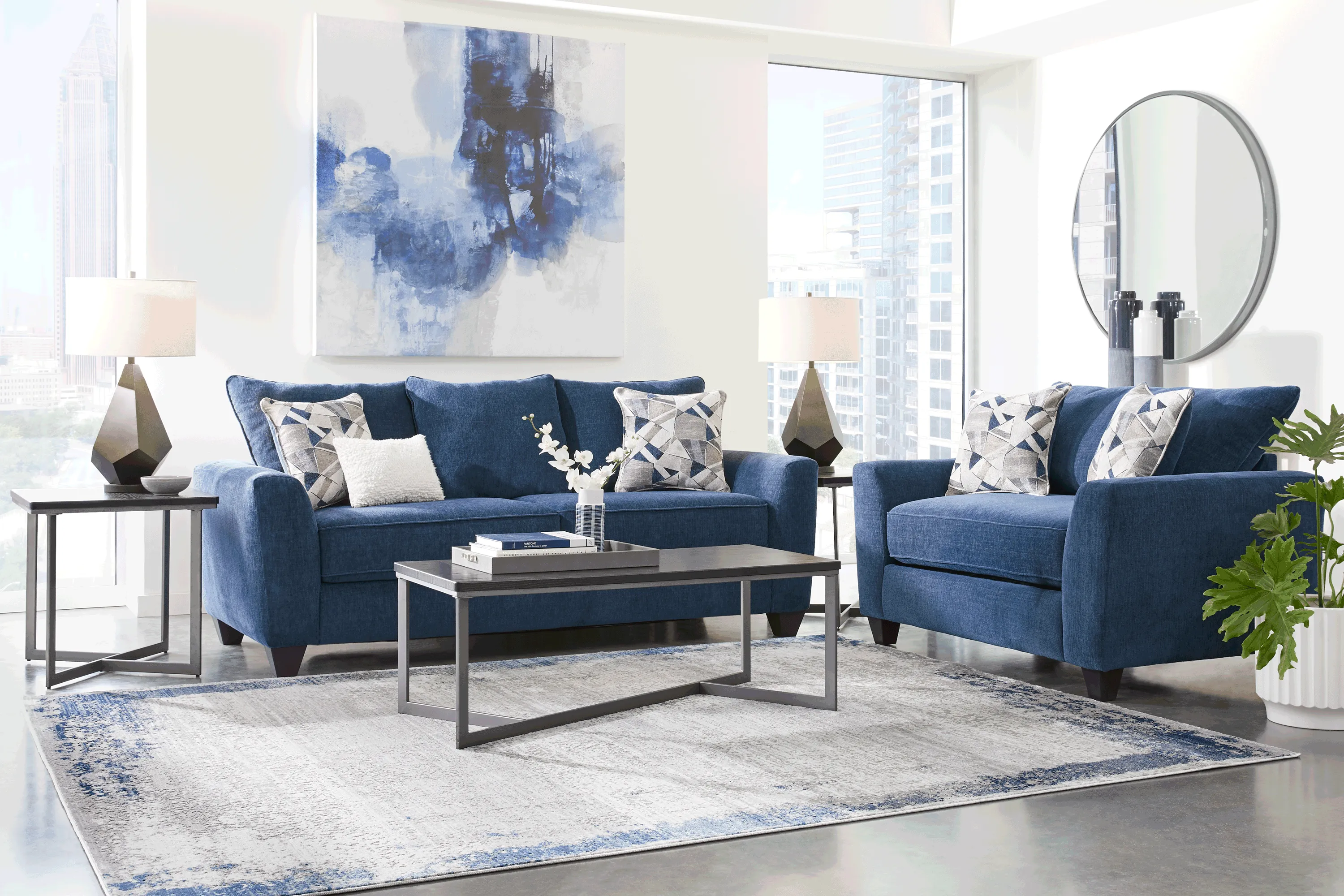 Sandia Heights Blue 5 Pc Living Room - Thumbnail - Image 1