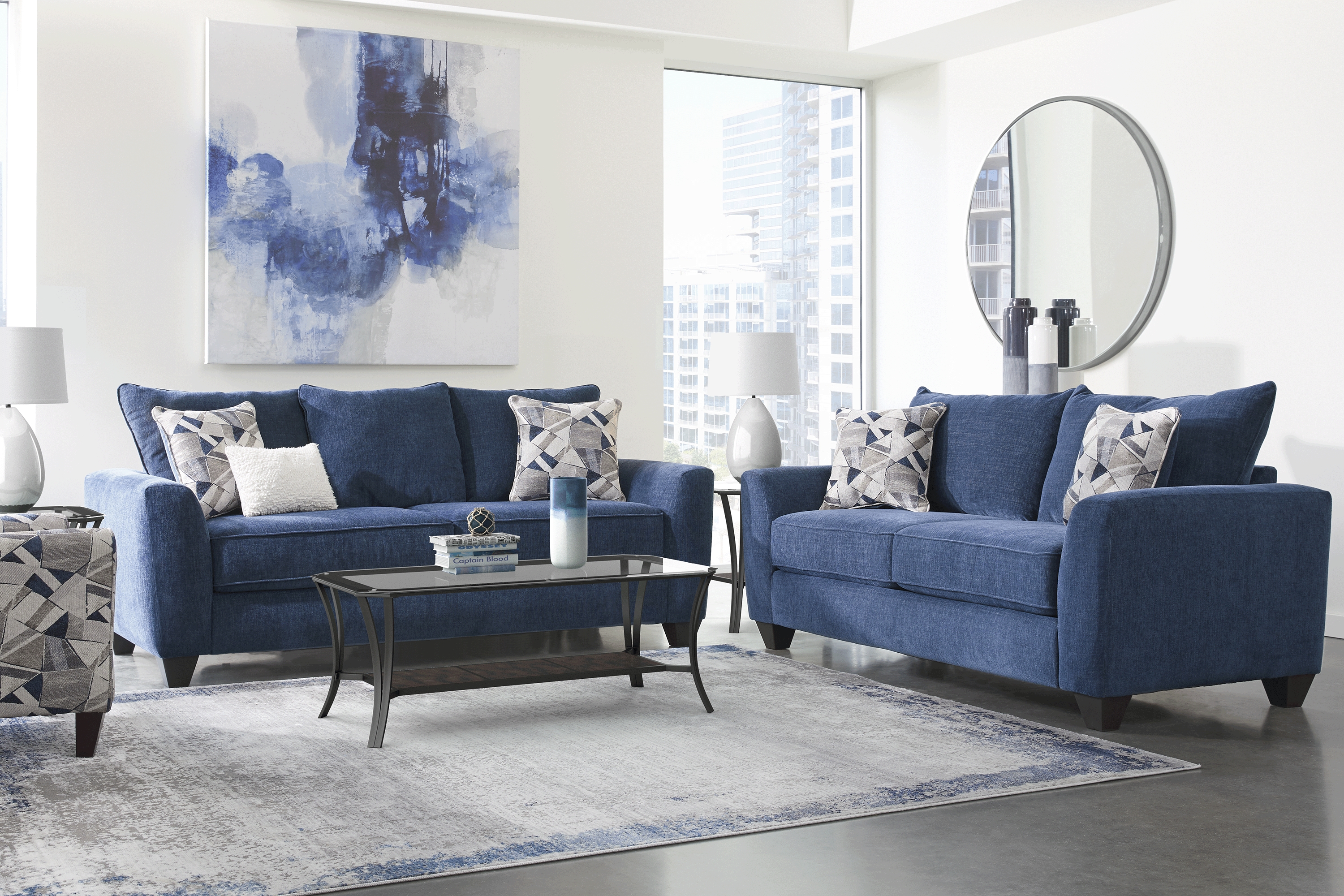 Sandia Heights Blue 7 Pc Living Room - Thumbnail - Image 1
