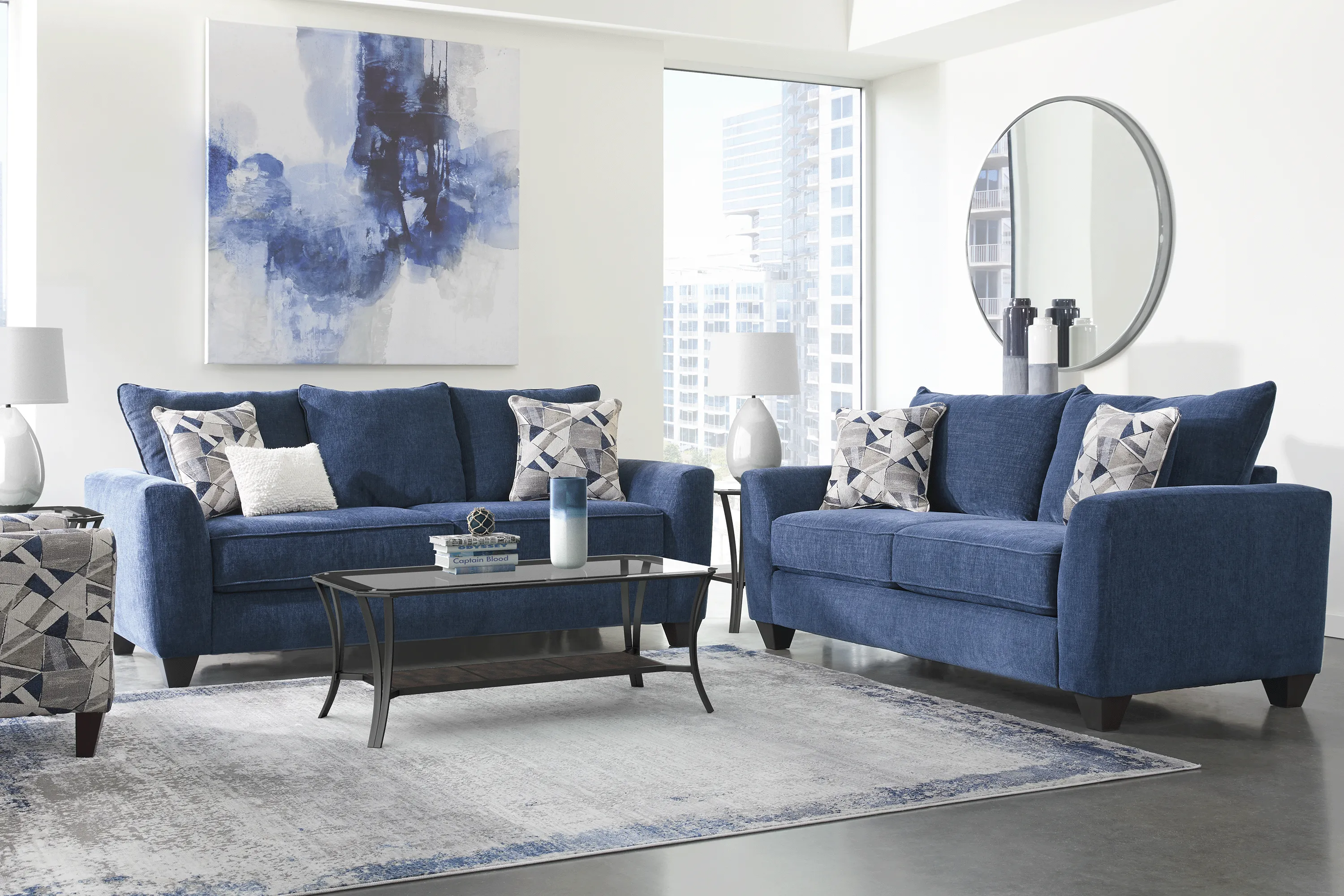 Sandia Heights Blue 8 Pc Living Room - Thumbnail - Image 1