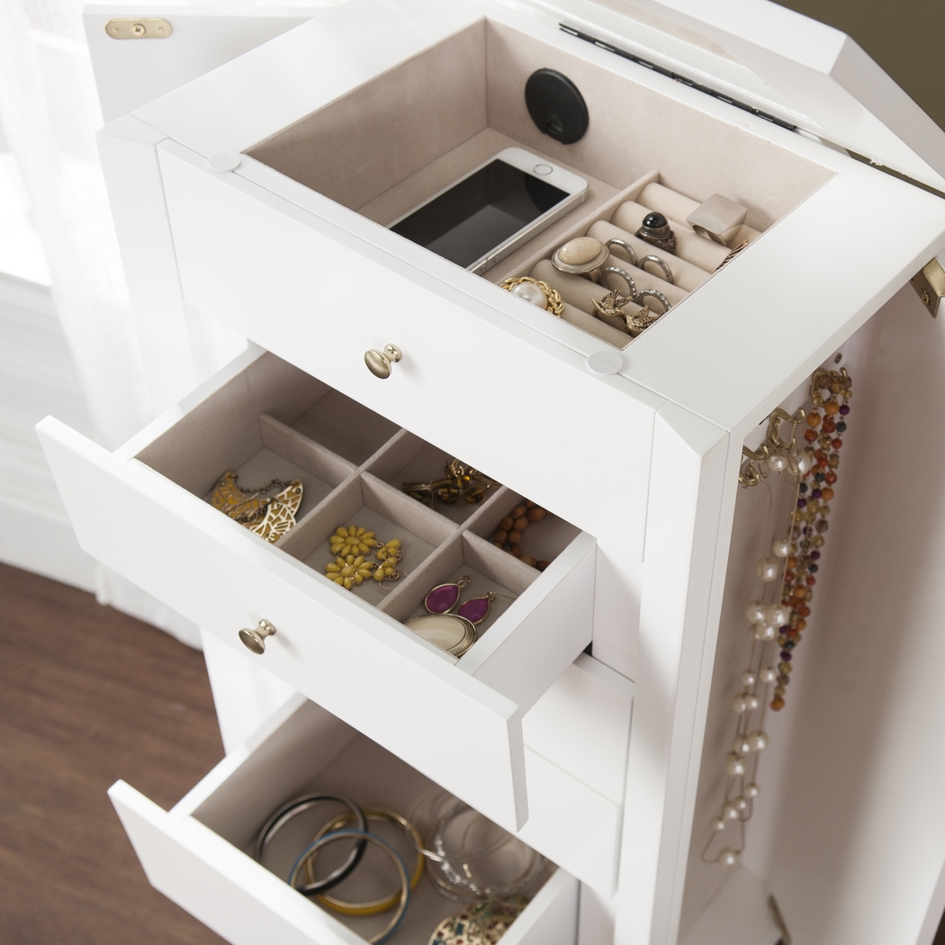 Sandida White Jewelry Armoire - Thumbnail - Image 4