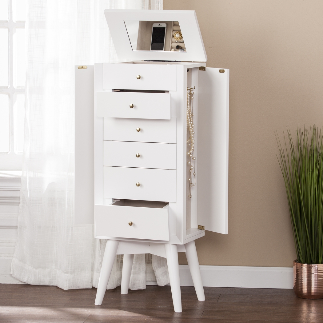 Sandida White Jewelry Armoire - Thumbnail - Image 5