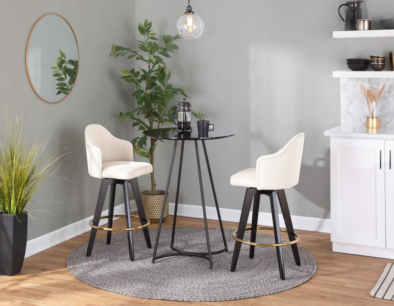 Sandron I Cream Counter Height Stool, Set of 2 - Thumbnail - Image 9