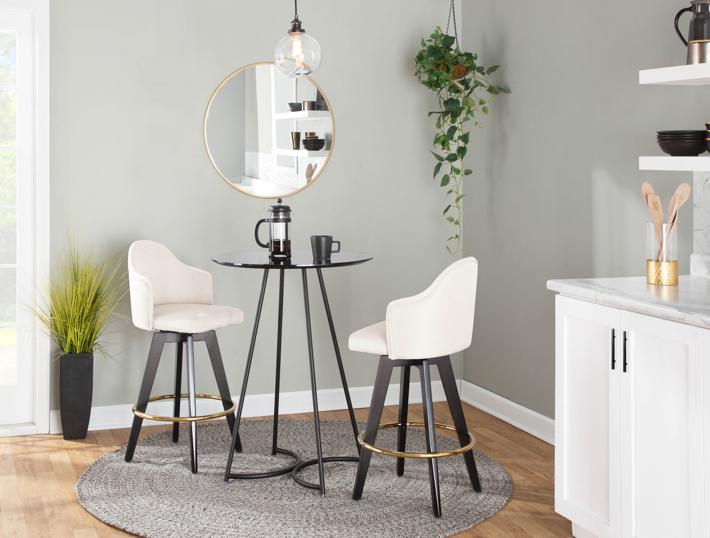 Sandron I Cream Counter Height Stool, Set of 2 - Thumbnail - Image 10