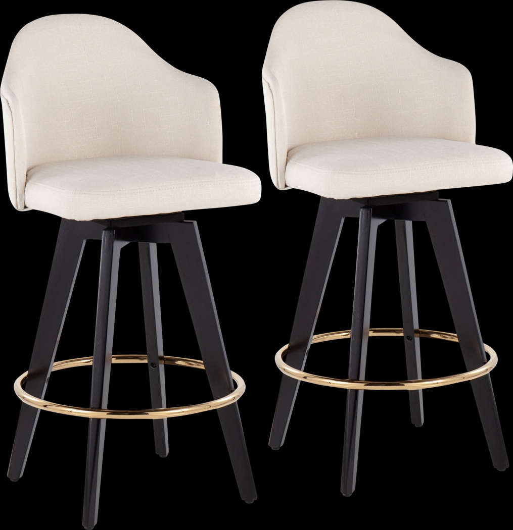 Sandron I Cream Counter Height Stool, Set of 2 - Thumbnail - Image 1