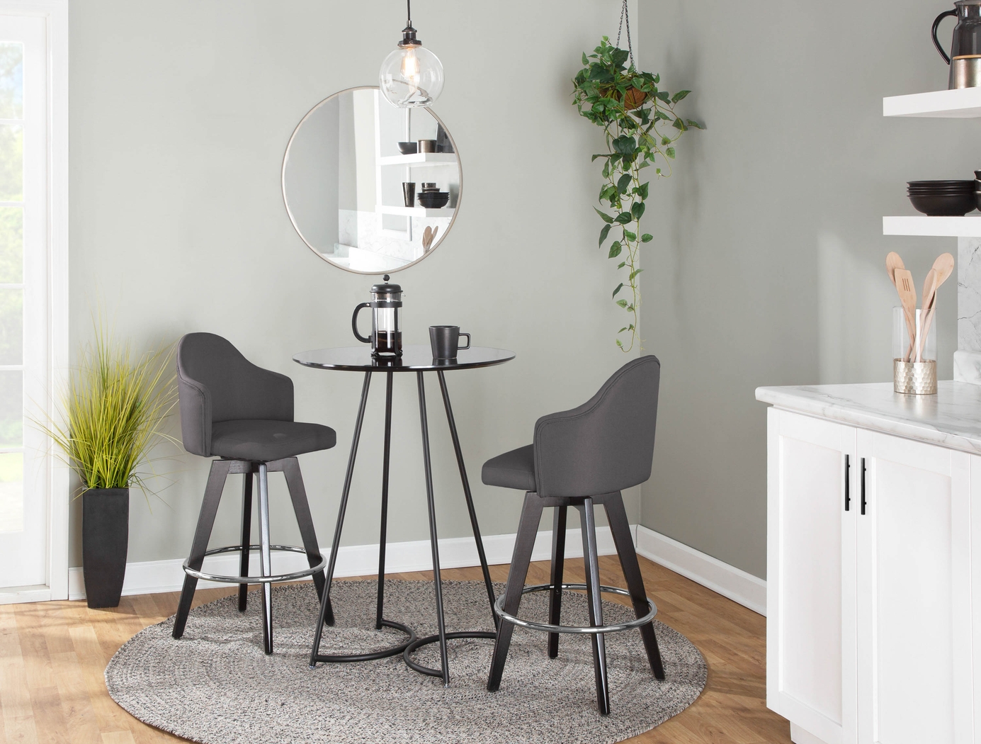 Sandron II Charcoal Counter Height Stool, Set of 2 - Thumbnail - Image 10