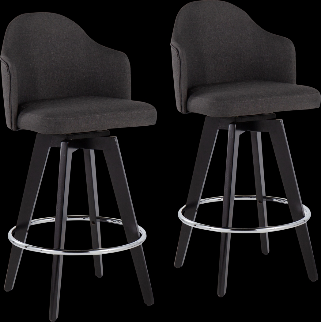 Sandron II Charcoal Counter Height Stool, Set of 2 - Thumbnail - Image 1