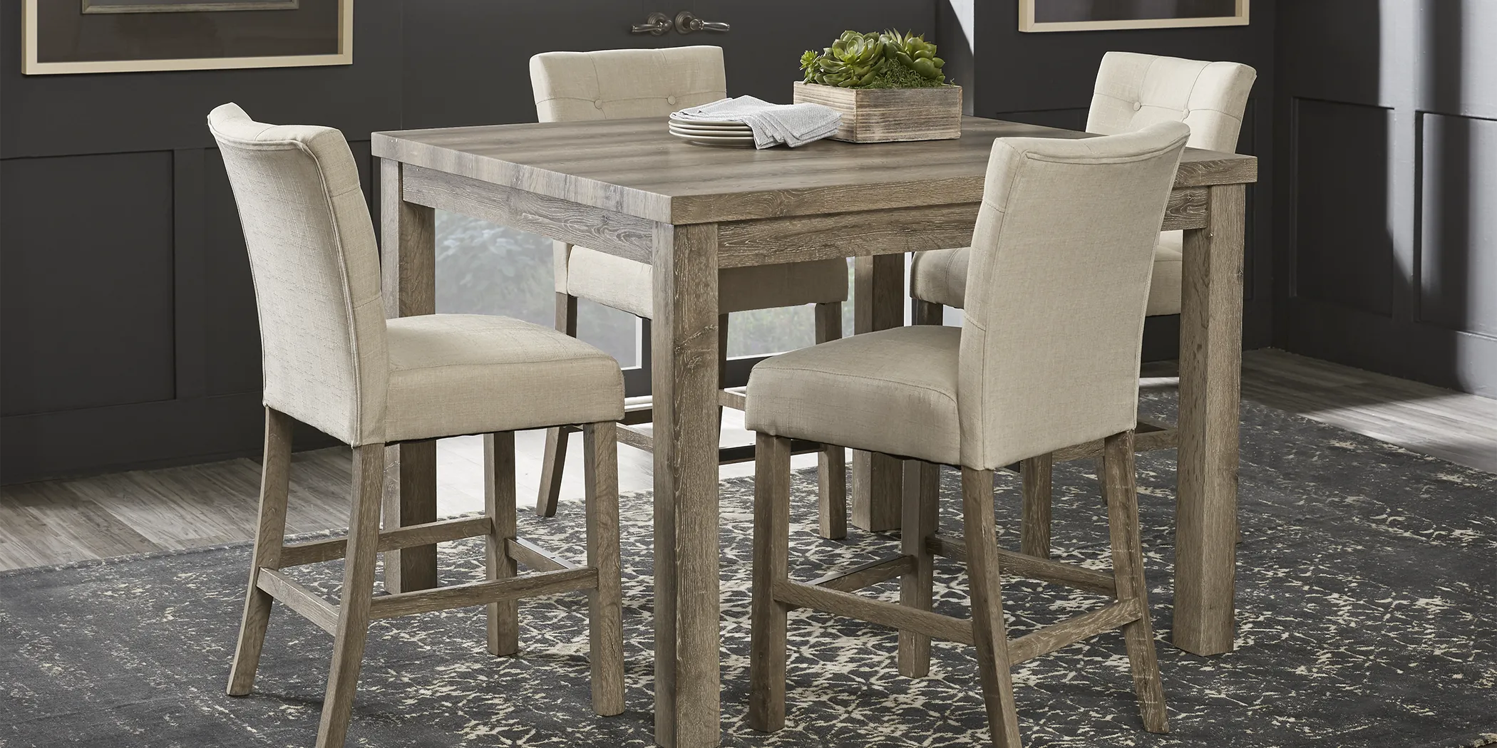 Sandy Heights Brown 5 Pc Square Counter Height Dining Set - Thumbnail - Image 1