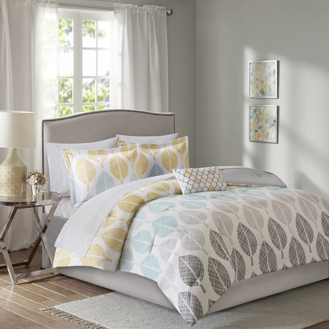 Sansa Yellow 9 Pc King Comforter Set - Thumbnail - Image 2