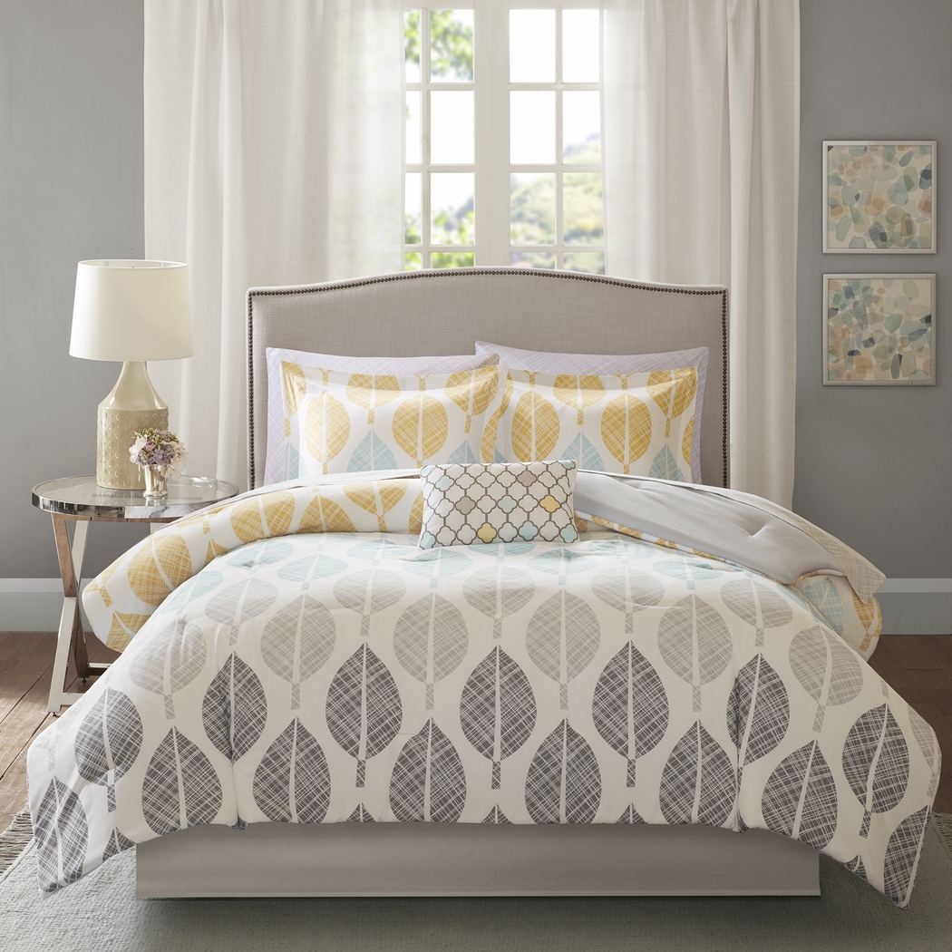 Sansa Yellow 9 Pc California King Comforter Set - Thumbnail - Image 1