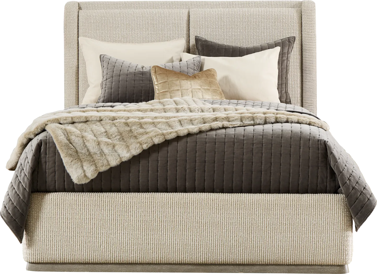 Santa Clarita Light Gray 5 Pc King Upholstered Bedroom - Thumbnail - Image 2