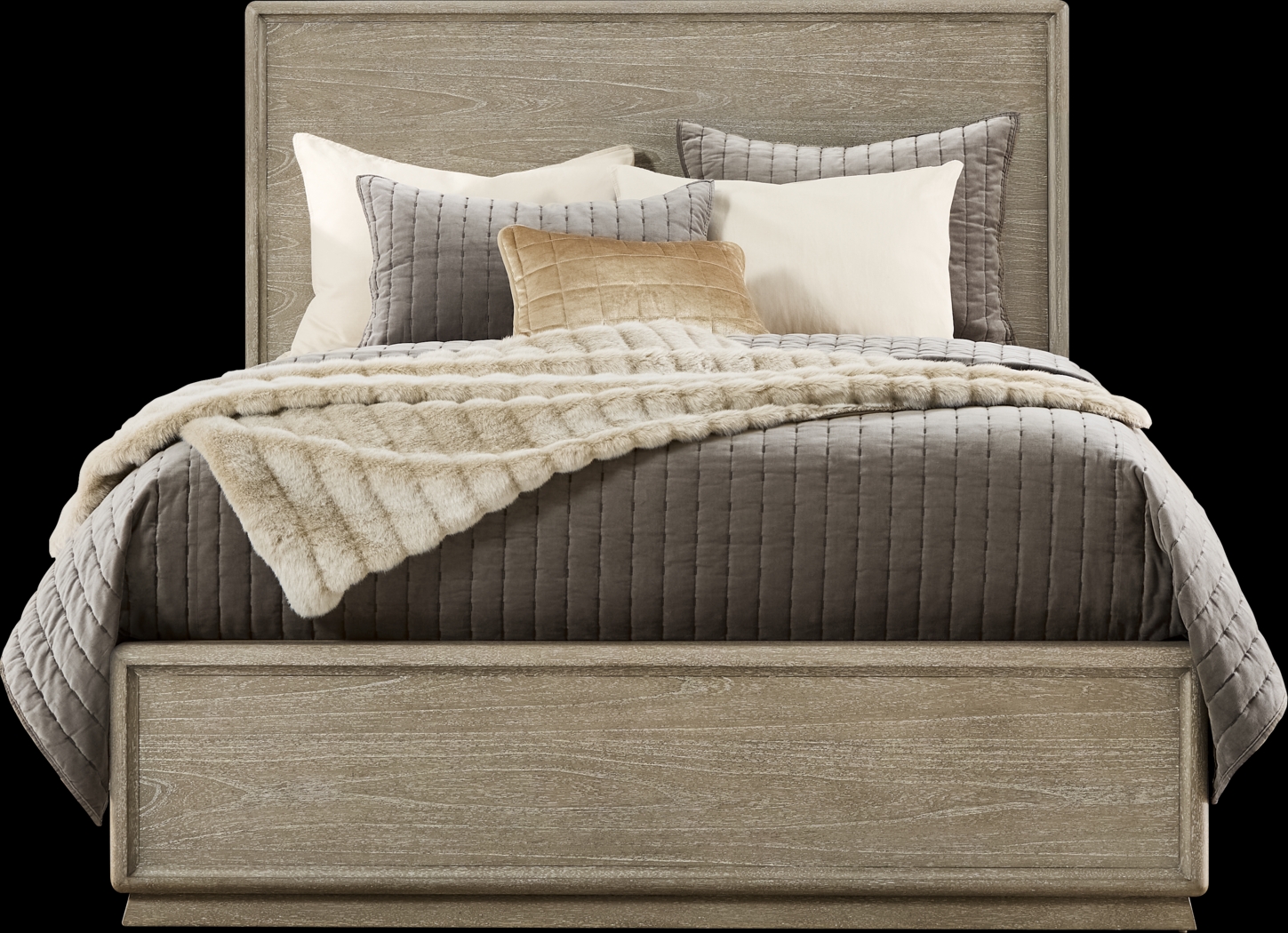 Santa Clarita Light Gray 3 Pc Queen Panel Bed - Thumbnail - Image 1