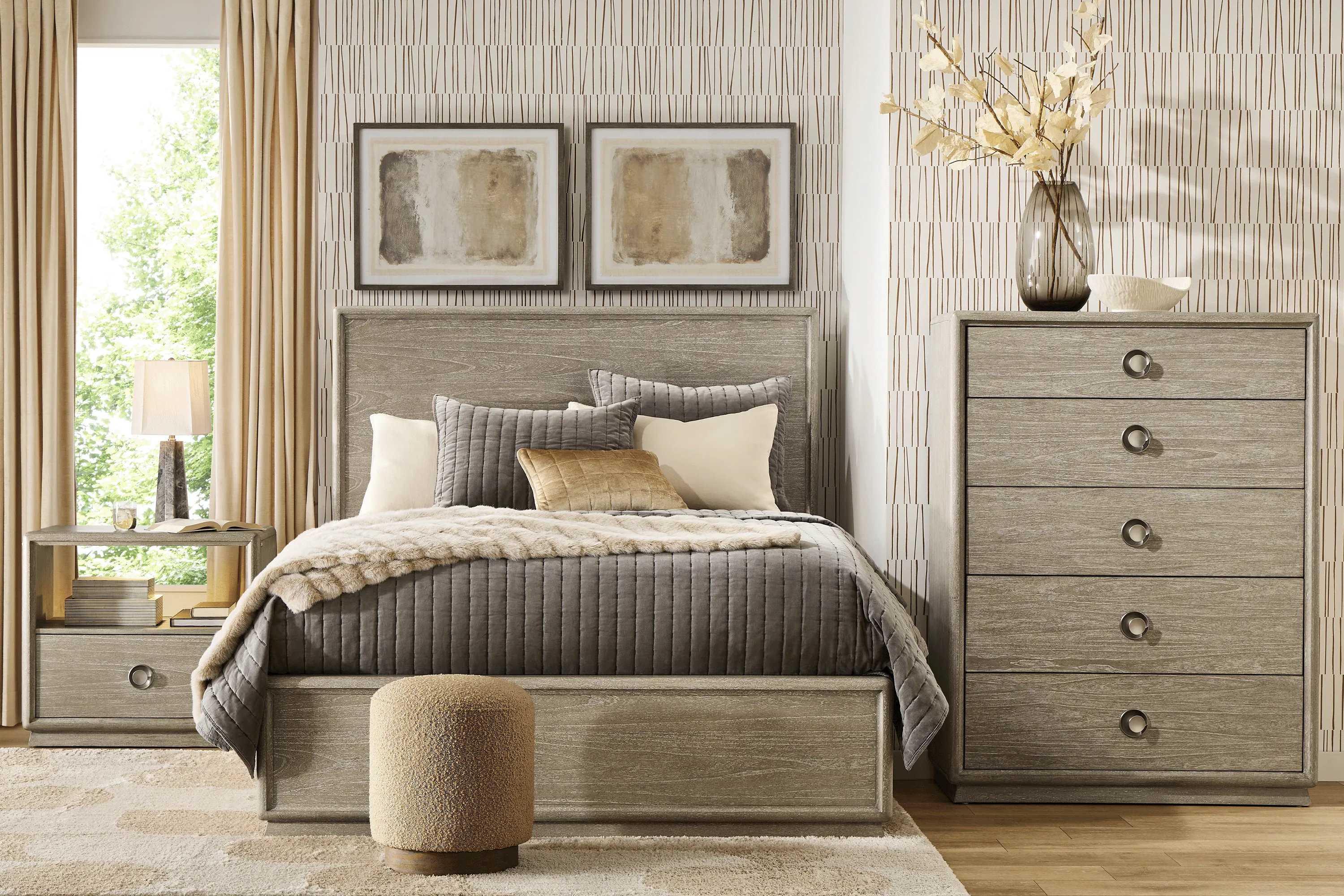 Santa Clarita Light Gray 5 Pc King Panel Bedroom - Thumbnail - Image 1