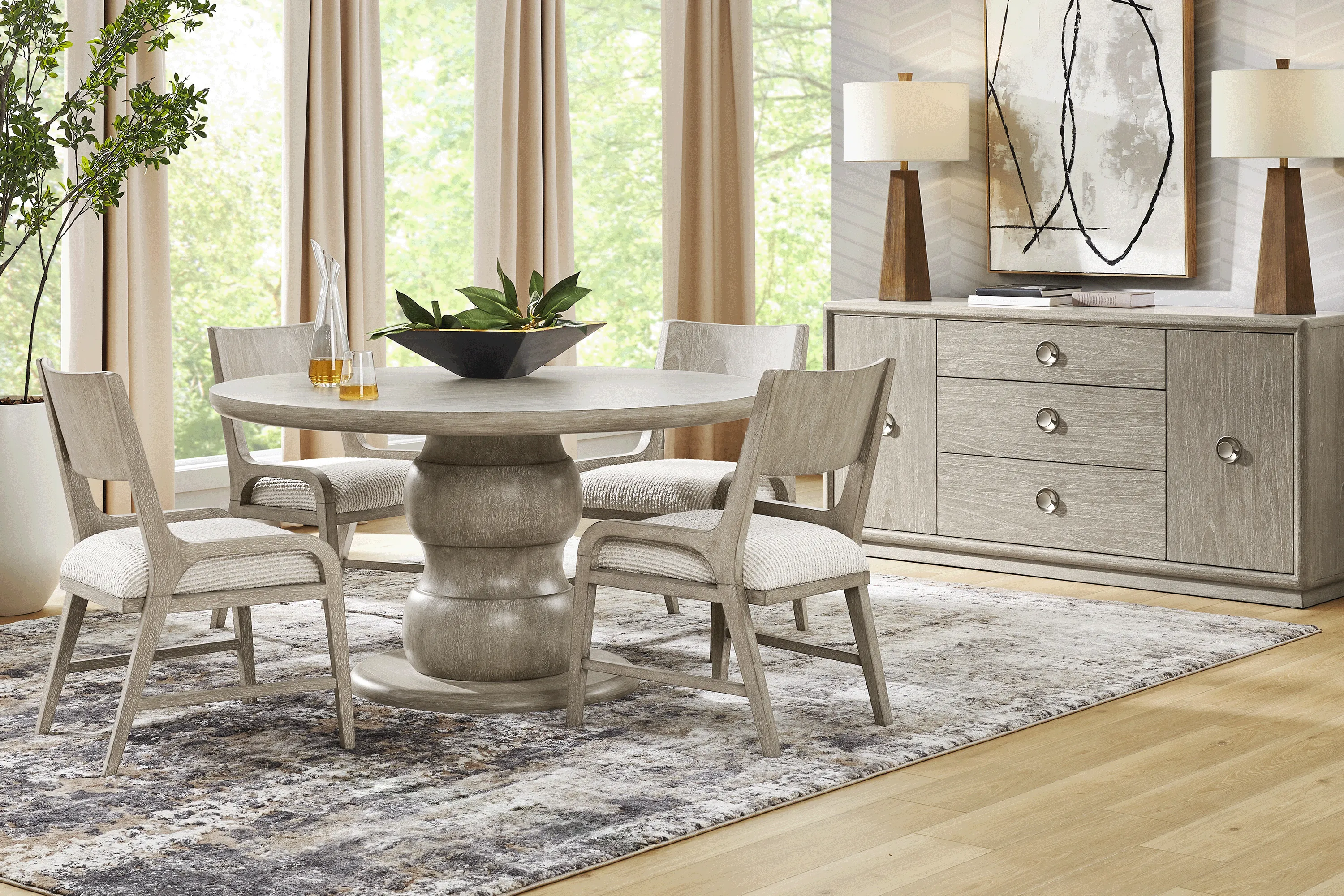 Santa Clarita Light Gray 5 Pc Round Dining Room - Thumbnail - Image 1