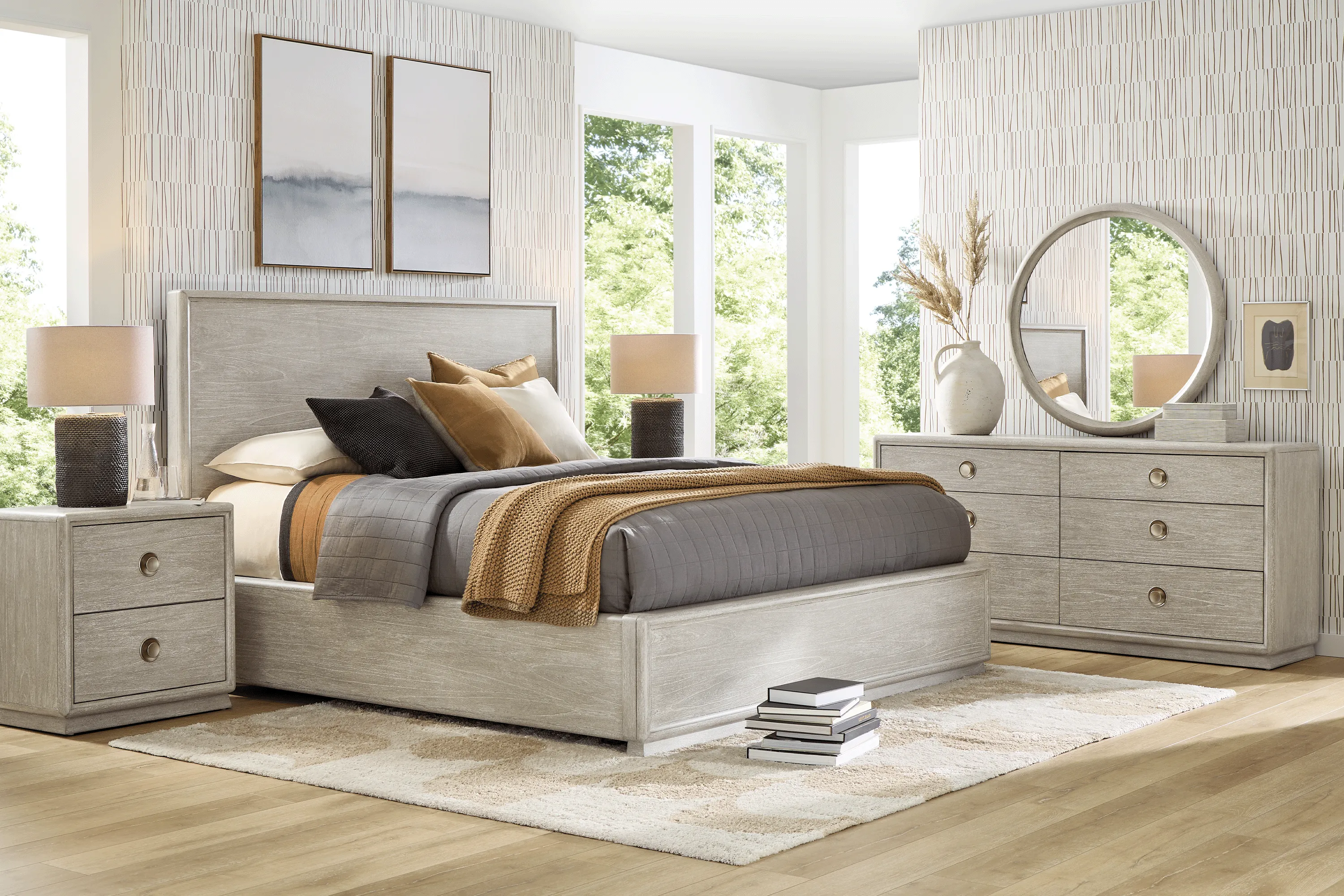 Santa Clarita Light Gray 7 Pc Queen Panel Bedroom - Thumbnail - Image 1