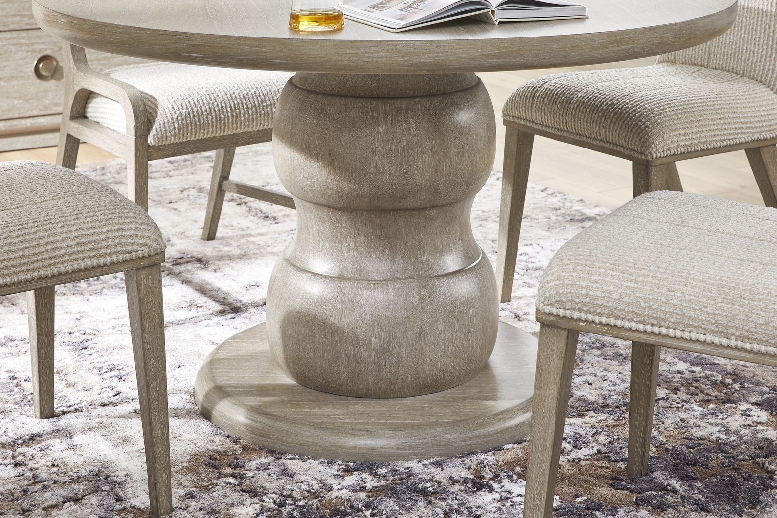 Santa Clarita Light Gray Round Dining Table - Thumbnail - Image 3