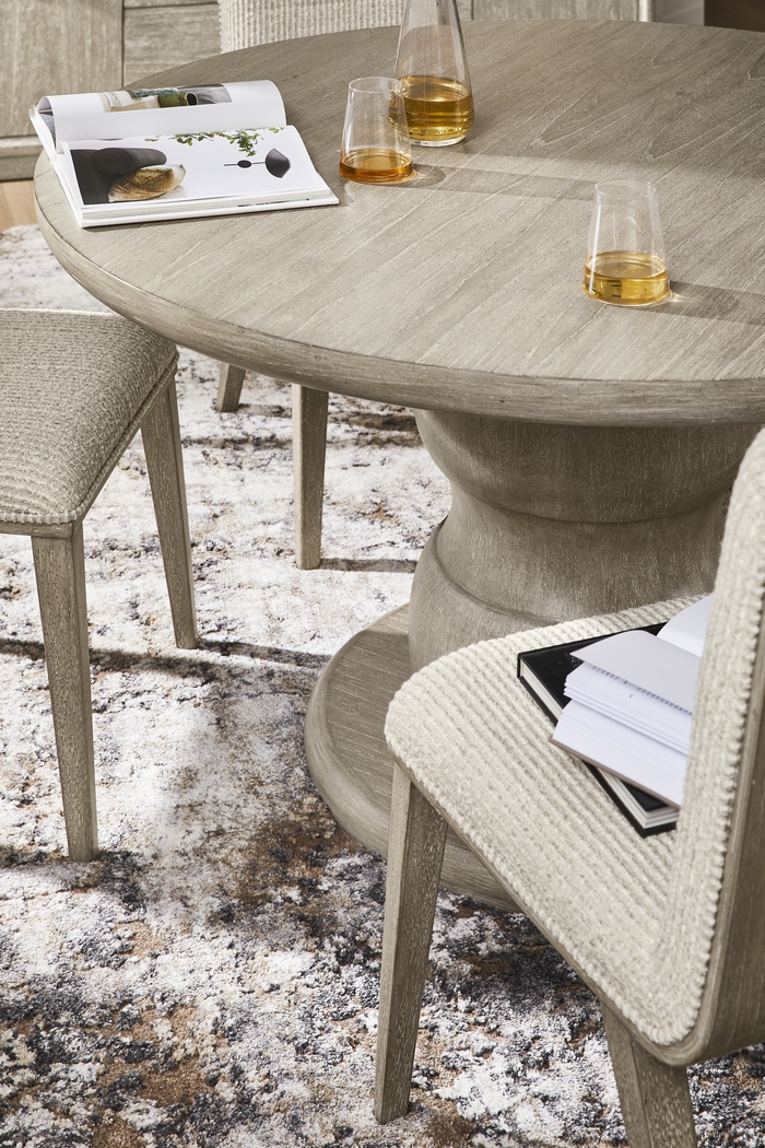 Santa Clarita Light Gray Round Dining Table - Thumbnail - Image 4