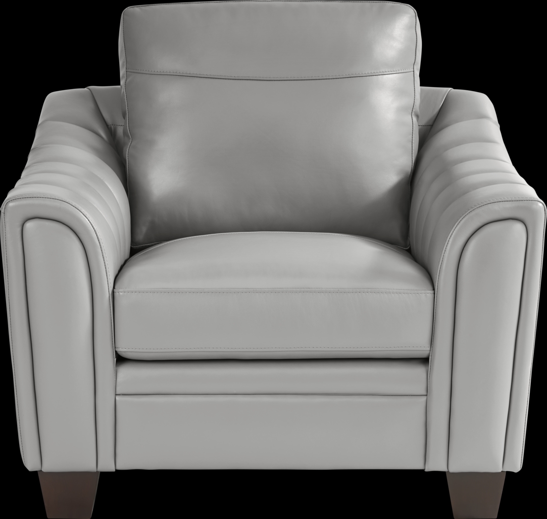 Santa Croce 3 Pc Gray Leather Living Room - Thumbnail - Image 9