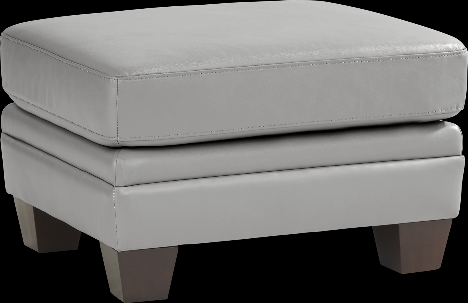 Santa Croce Gray Leather Ottoman - Thumbnail - Image 1