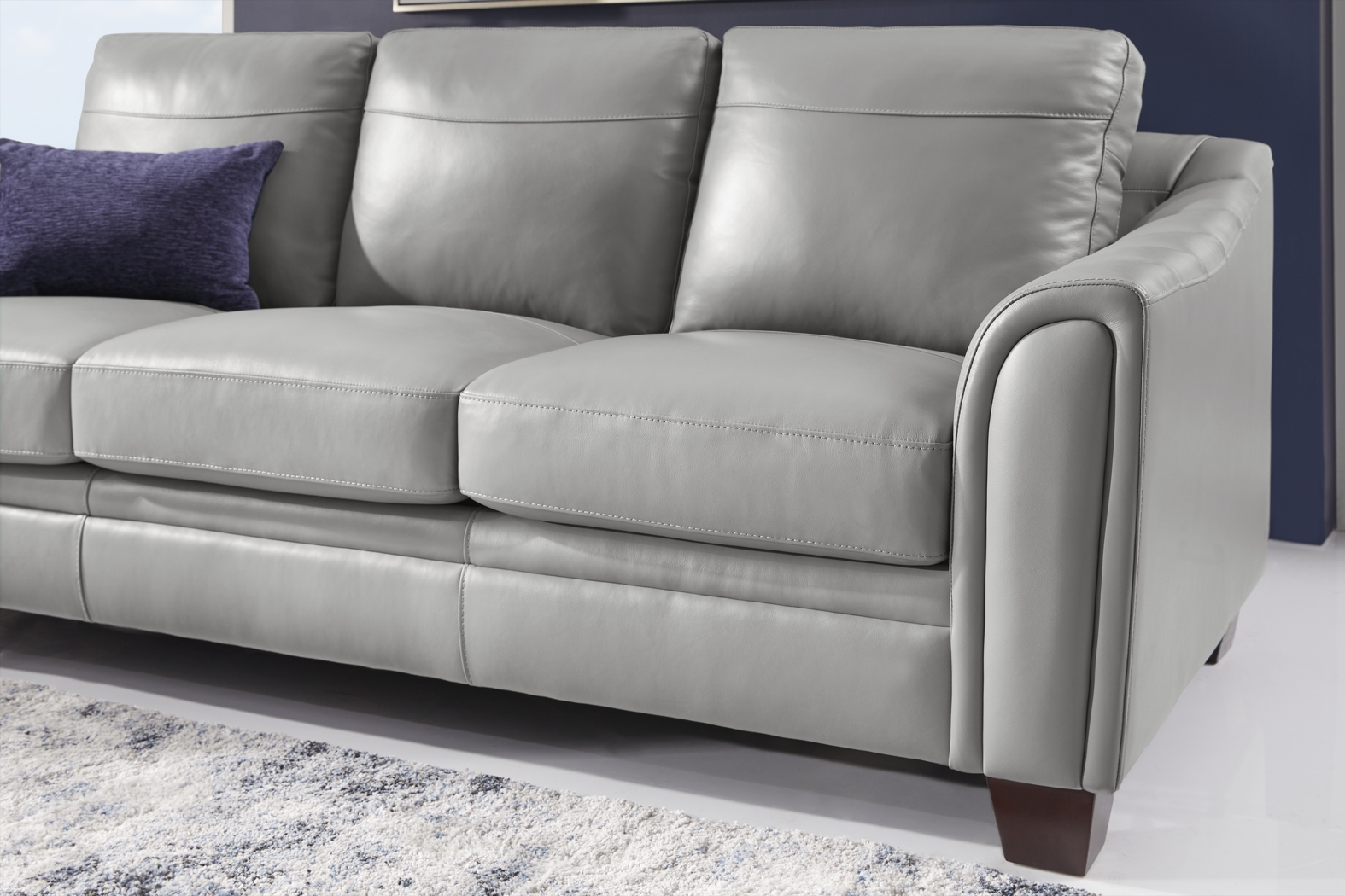 Santa Croce 3 Pc Gray Leather Living Room - Thumbnail - Image 5