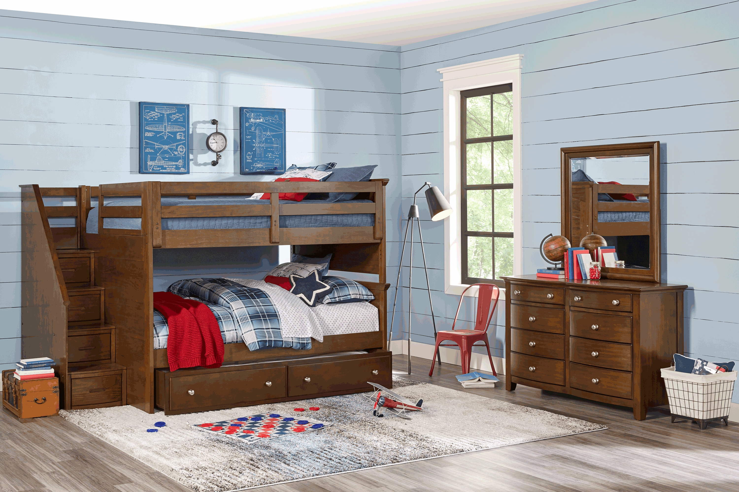 Santa Cruz Brown Cherry Full/Full Step Bunk Bed - Thumbnail - Image 2