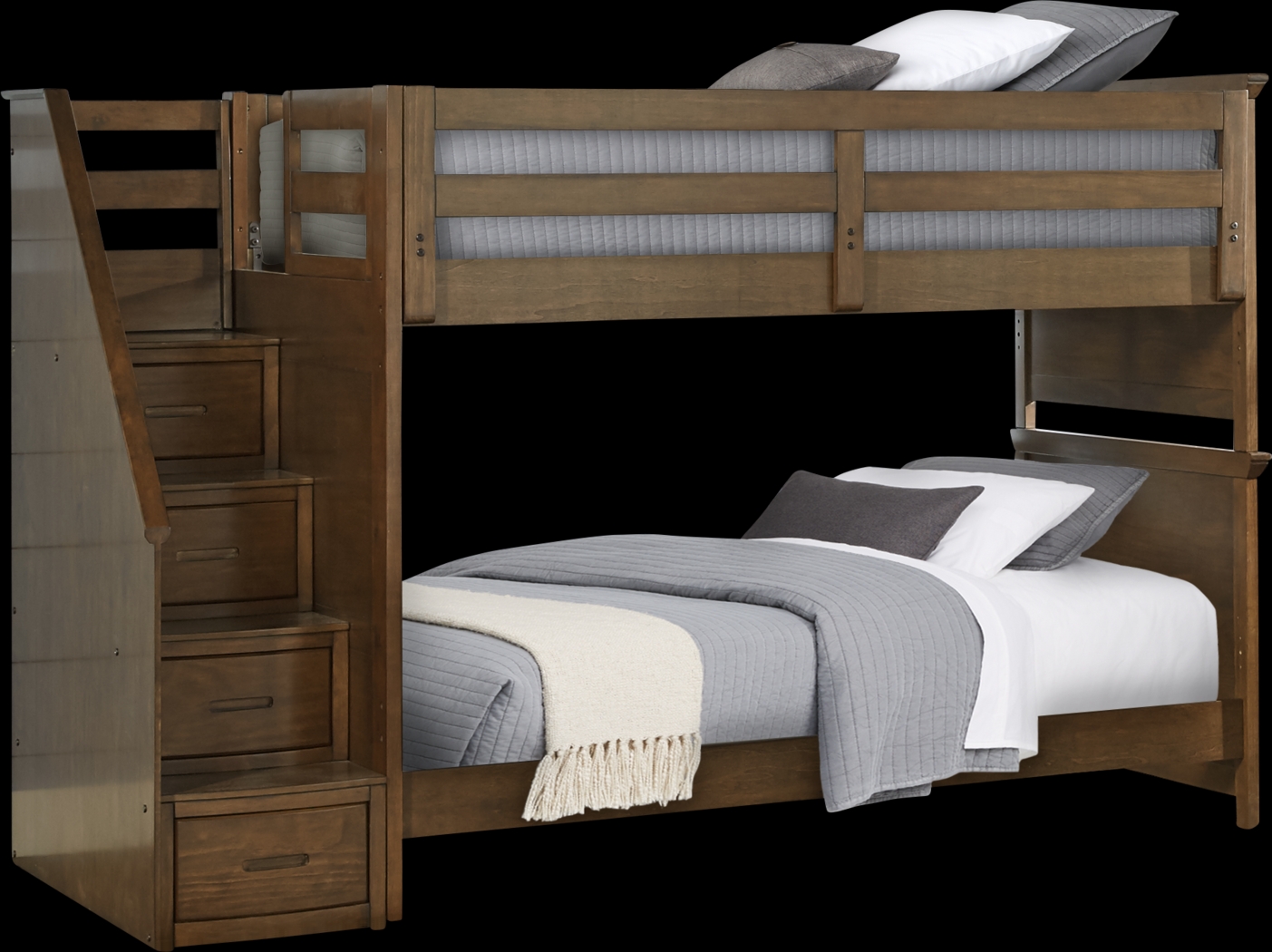 Santa Cruz Brown Cherry Twin/Twin Step Bunk Bed - Thumbnail - Image 1