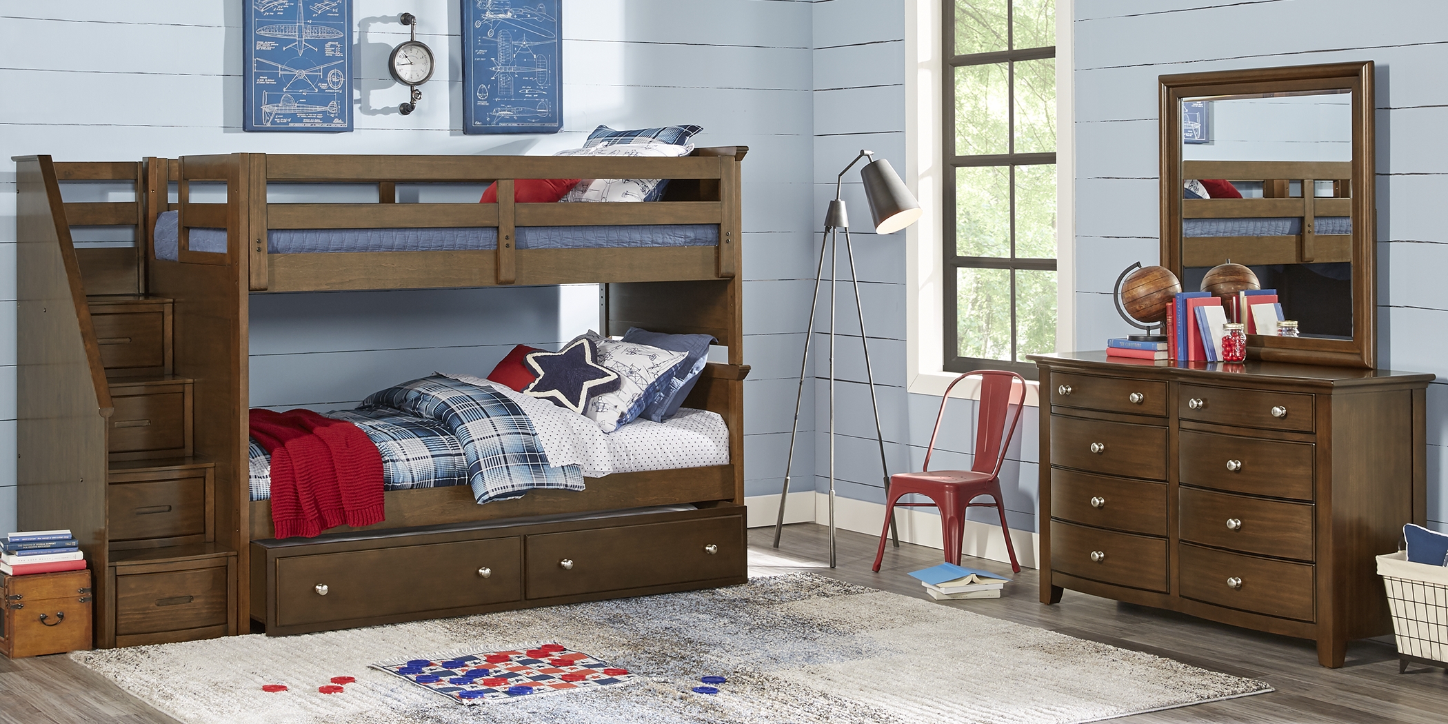 Santa Cruz Brown Cherry Twin/Twin Step Bunk Bed - Thumbnail - Image 2