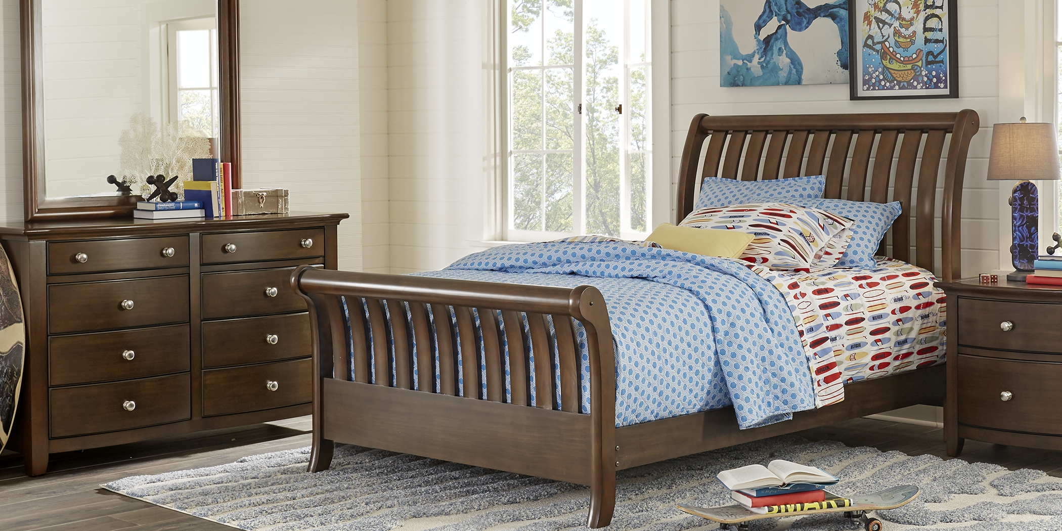 Kids Santa Cruz Cherry 3 Pc Twin Sleigh Bed - Thumbnail - Image 2