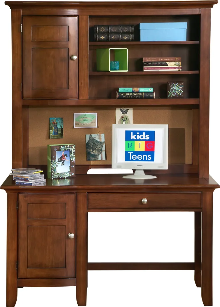 Santa Cruz Dark Pine 2 Pc Computer Desk and Hutch - Thumbnail - Image 1