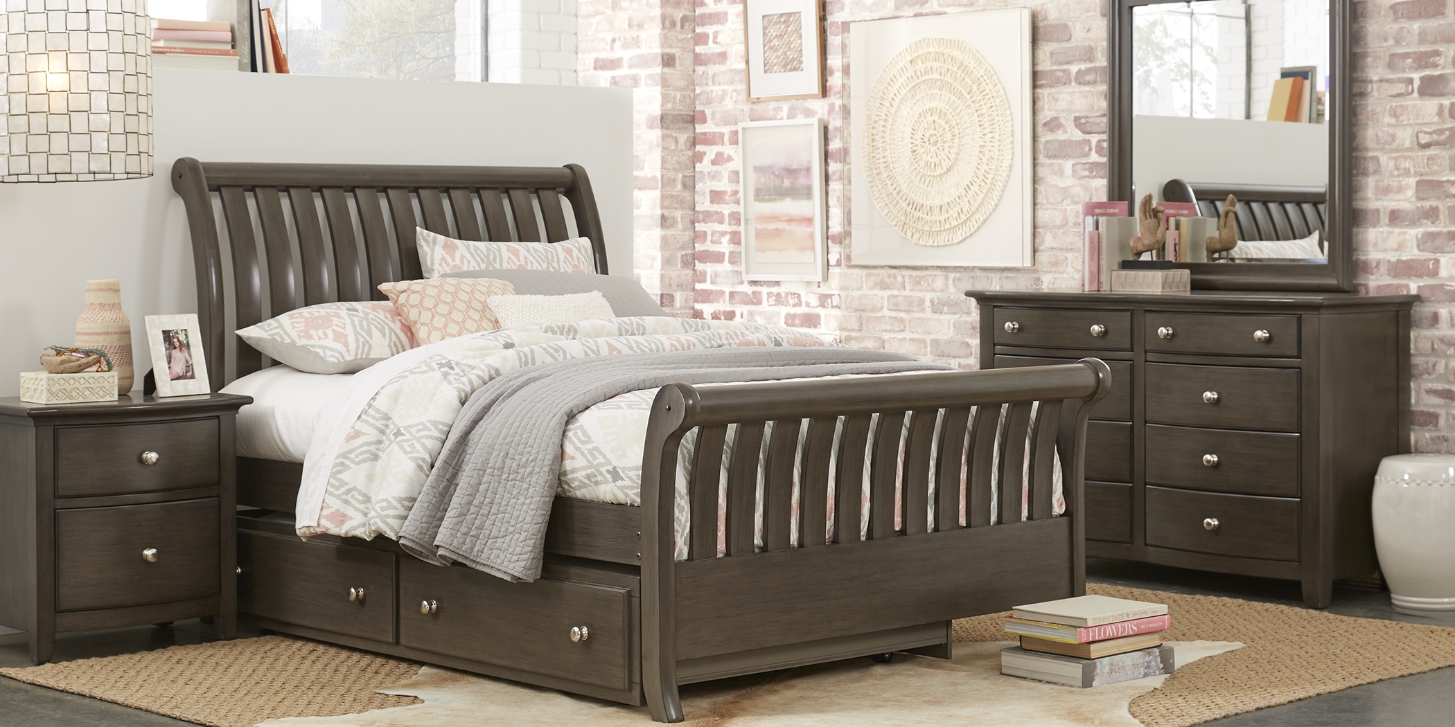 Kids Santa Cruz Gray 5 Pc Full Sleigh Bedroom - Thumbnail - Image 1