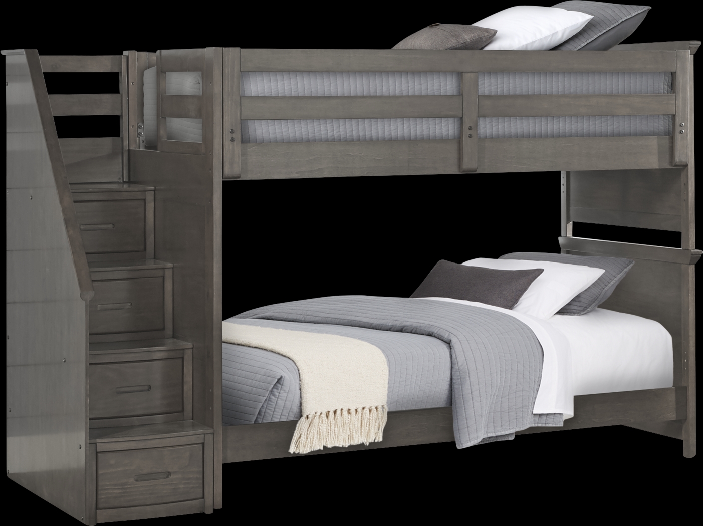 Santa Cruz Gray Twin/Twin Step Bunk Bed - Thumbnail - Image 1