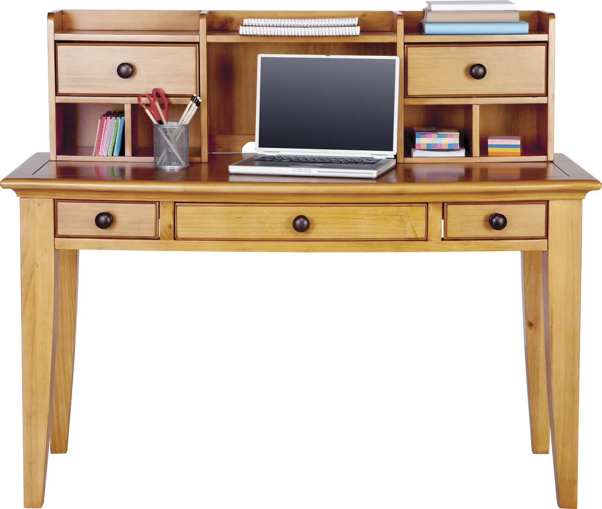 Santa Cruz Light Pine Desk and Hutch - Thumbnail - Image 1