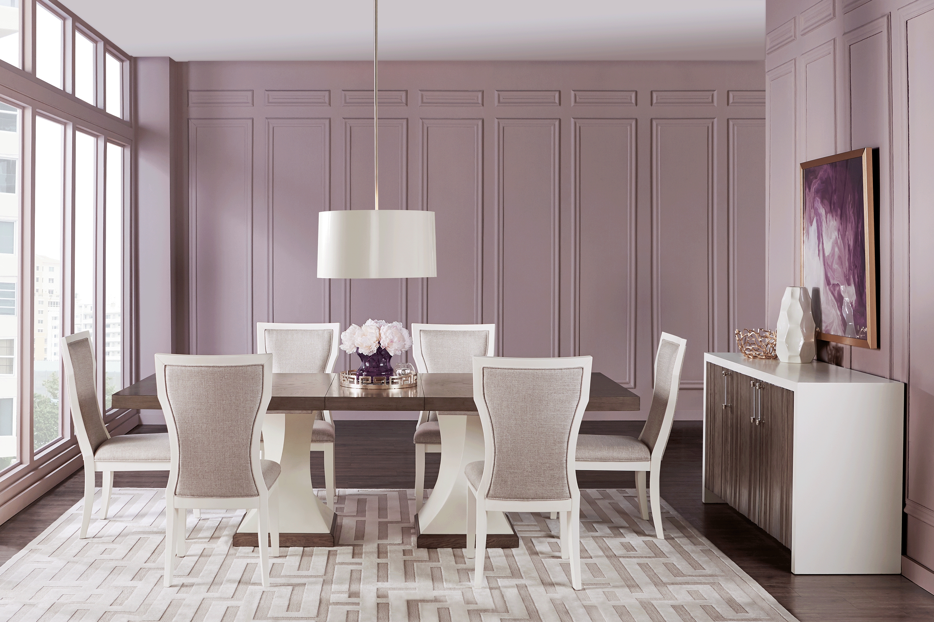 Santa Fiora White 7 Pc Rectangle Dining Room - Thumbnail - Image 1