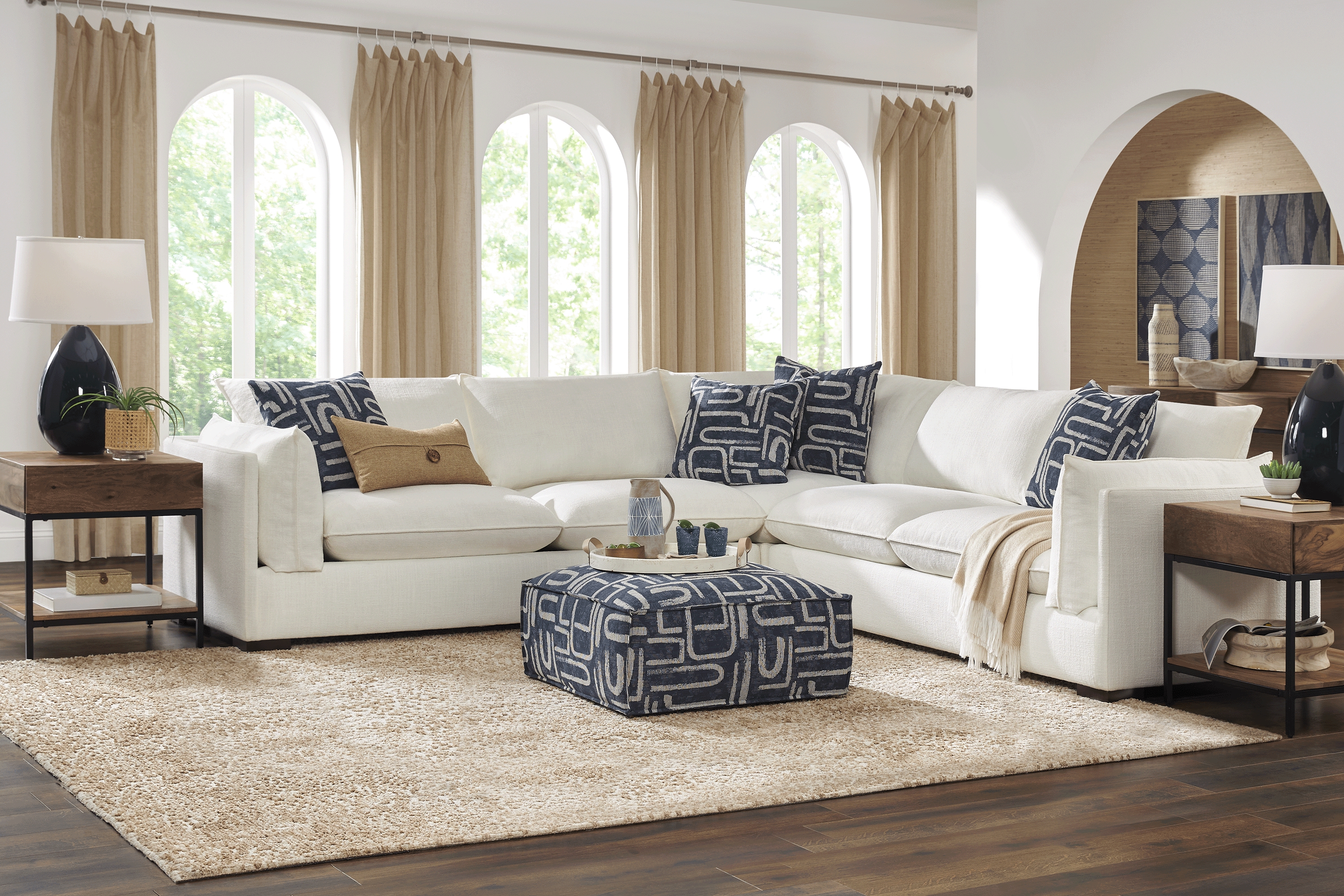 Santa Monica Place White 3 Pc Sectional - Thumbnail - Image 2