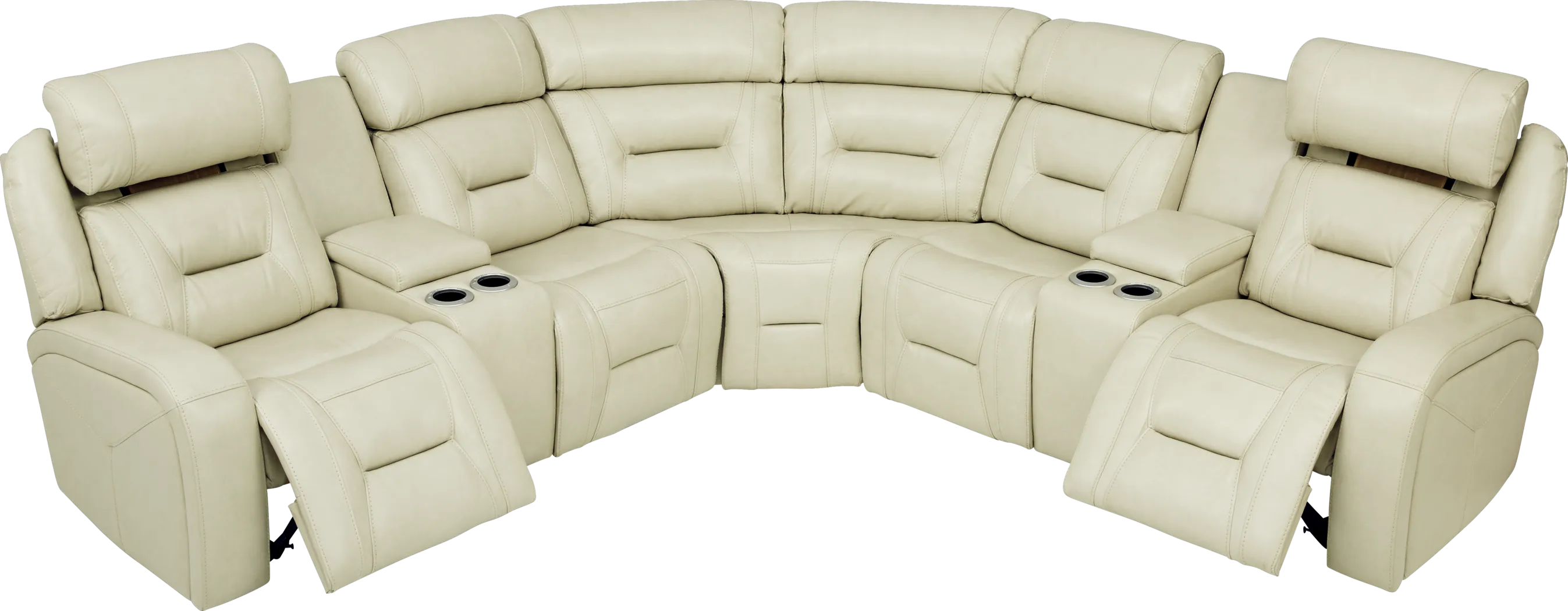 Santarelli Beige Leather 3 Pc Power Reclining Sectional - Thumbnail - Image 3