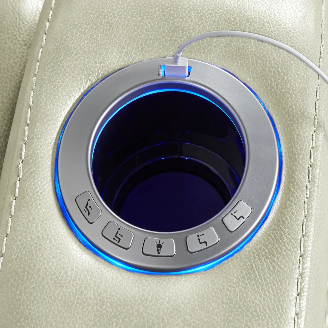 Santarelli Beige Leather 3 Pc Power Reclining Sectional - Thumbnail - Image 4