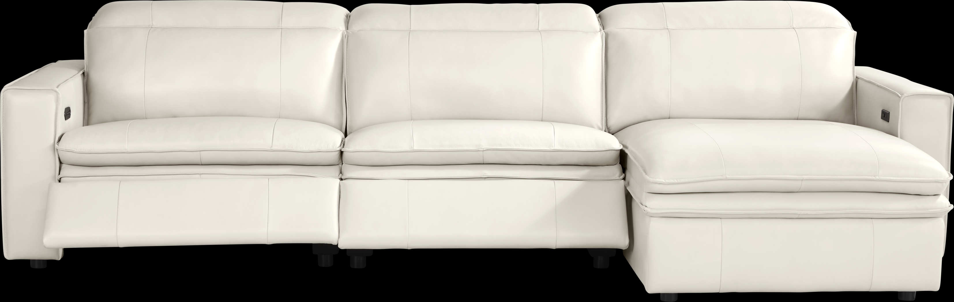 Santorini Ice Leather 3 Pc Dual Power Reclining Sectional - Thumbnail - Image 1